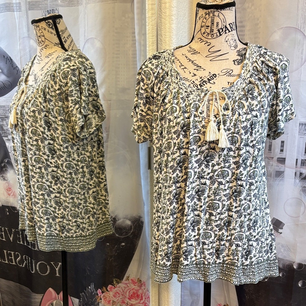 Lucky Brand Short Sleeved Boho Blouse